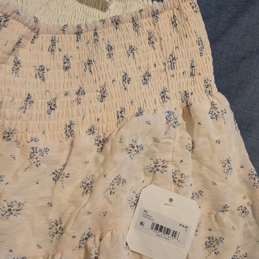 Altar'd State Cream Maxi Skirt with Blue Floral Print - Picture 7 of 10
